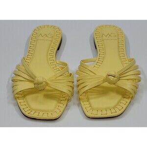 Antonio Melani x Mary Gabrielle MG Yellow Leather Knotted Strappy Slides Sandals